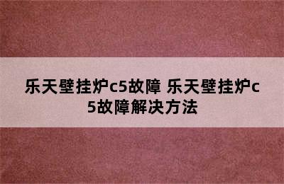 乐天壁挂炉c5故障 乐天壁挂炉c5故障解决方法